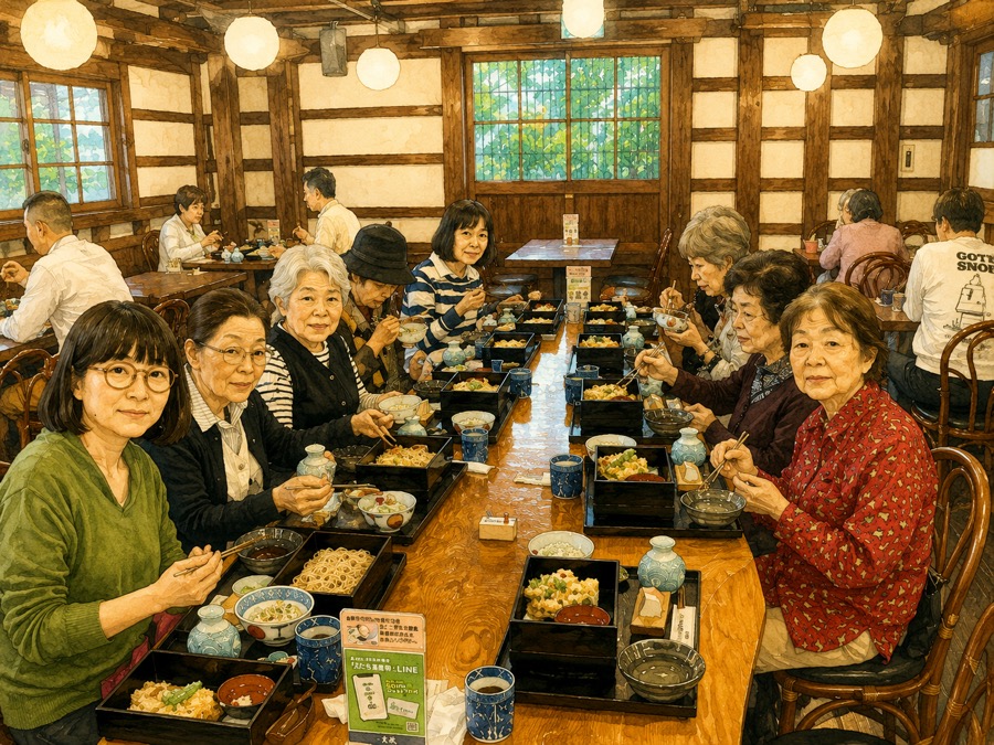 美蔵でのお昼のようす（イラスト）